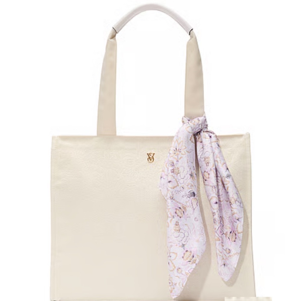Floral Cream and Purple Handkerchief/Scarf - Picture 2 of 2